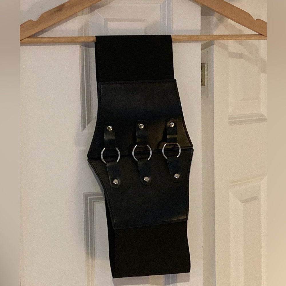 Black Wide Belt with Silver Buckles